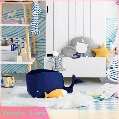 Garosa Bac de rangement en feutre Storage Basket Felt Storage Bin Foldable Whale Shaped Sundries Toy bagagerie etanche Gris Bleu (1/5)