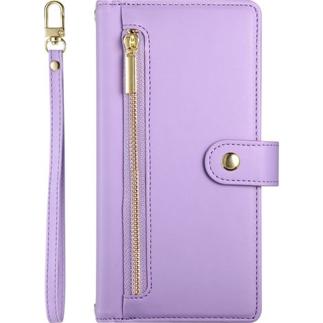 Oppo Reno 13F 5G Klapphülle, Brieftaschenfach mit Reißverschluss, Lila (1/5)