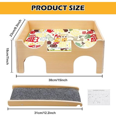 Guinea Pig House with Ramp 4 Entrances Wooden Toy for Hamsters Chinchilla Small Animal (1/4)