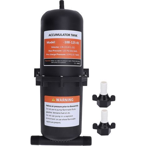 1-Liter-Konstantdruckbehälter, 1/2"-MNPT-Anschluss, vorbefüllter Druckspeicher für den Transport auf Bootsanhängern, maximal 125 PSI (1/5)