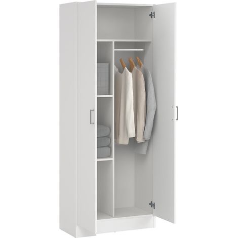 Armario multiusos 2 puertas Sora, 3 estantes, 34.6x180h cm blanco