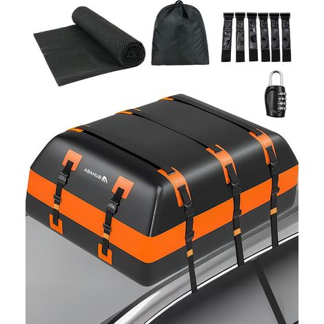 850L Coffre de Toit Pliable, Design Étanche Matériau 840D, Universel pour Tous Les Modèles avec/sans Porte-Bagages, avec Crochets de Portière Base Antidérapante Inclus,Grande Capacité (1/5)
