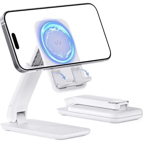Support magnétique pour téléphone de bureau, angle/hauteur réglable, pliable, compatible avec iOS 16/15/14/13/12 Pro Max et iPad. (1/5)