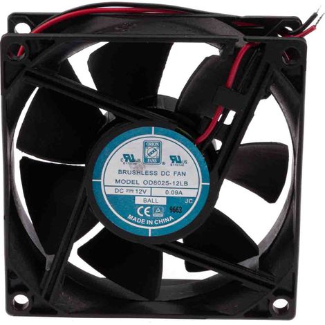 Ventilateur axial RS PRO 12 V dc, 26cfm, 80 x 80 x 25mm, 960mW ( Prix pour 1 ) (1/3)