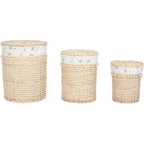 Cesta Ropa Set 3 Mimbre Algodon 45X45X55 Natural (1/5)