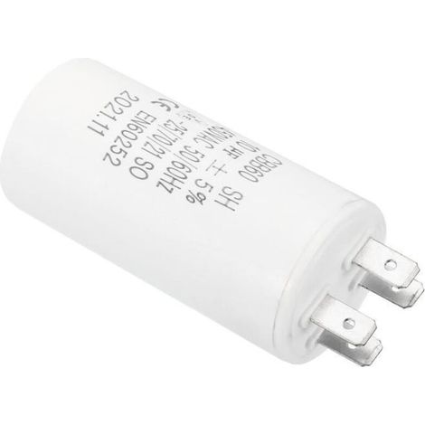 Bardusch - Condensateur CBB60 10uF 450V AC 4 bornes 50-60Hz Film polypropylène Plastique pour Pompe à eau Blanc 1Pcs (1/4)