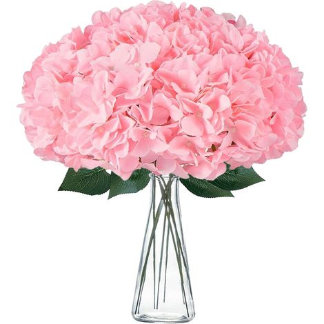 Hortensia Artificial - Diámetro 18 Cm - Tallo 32 Cm - Seda Alta Calidad - Decoración Bodas y Hogar - 10 Unidades (1/5)
