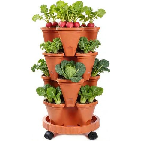 Garten Pflanzkasten 4 Stufiger stapelbarer Blumenbehälter