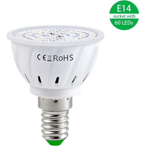 Ampoule De Croissance - 60 LED Rouge Et Bleu - Spectre Complet Pour Plantes D Intérieur Et Hydroponie - Base E14 - 220 V - 1 Unite
