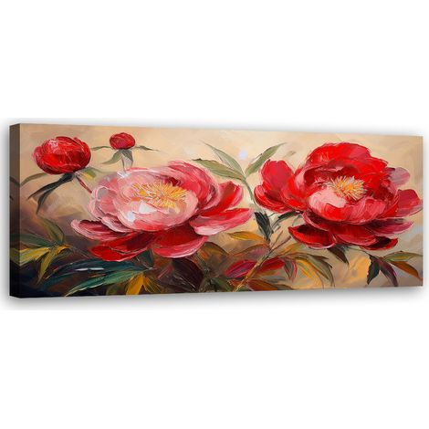 Tableau déco Pivoines rouges Fleurs Plantes Peintures 90x30 (1/5)