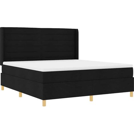 Maison Exclusive - Lit à ressorts avec bandes LED Noir 180 x 200 cm tissu