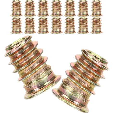 Inserts filetés M6x13 pour meubles en bois, lot de 40, couleur or (1/5)