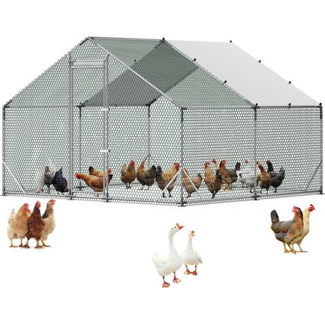 VEVOR Grande Pollaio in Metallo 3 x 3 x 2 m per Animali, Recinto con Copertura Impermeabile e Struttura Metallica, con Tetto a Punta, per Pollame Volatili Conigli Uso Esterno in Giardino e Fattoria (1/5)