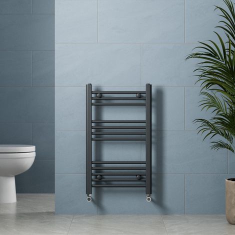 Anthracite Heated Towel Rail Straight Flat Bathroom Radiator 750 x 450mm