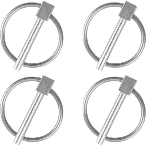 Goupille de sécurité, 4PCS Dia 4mm Acier inoxydable Goupille de sécurité ronde Goupille de verrouillage de remorque Goupille de fixation de Lynch pour piste Ferme Pelouse (1/5)