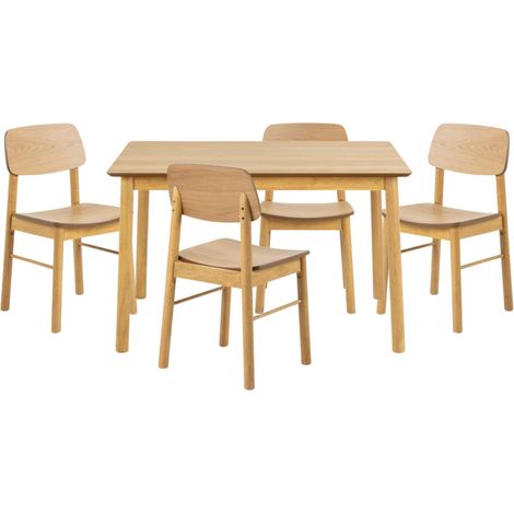 Table rectangulaire en chêne L120 + 4 chaises chêne - IZIA (1/5)