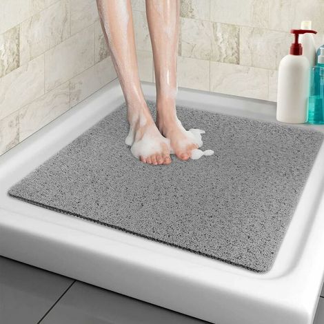 Linghhang – Tapis de douche antidérapant 60x60cm – Design maille creuse – Sèche rapidement – Tapis de massage en PVC pour zones humides (1/5)
