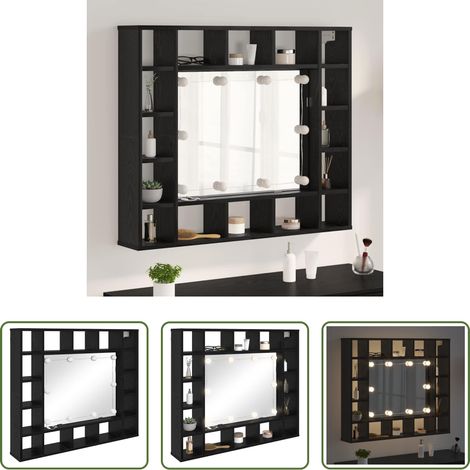 vidaXL Holzschrank - Spiegelschrank mit Regal Schwarz Eichen-Optik 91 x 15 x 76,5 cm (1/5)