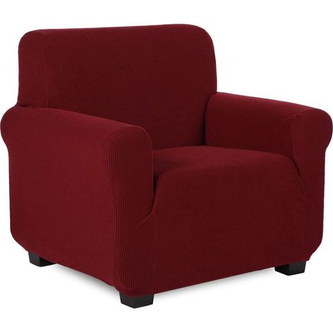 1 Housse de Canapé Extensible, Antidérapante avec Mousse, Protection Animaux, Lavable, pour Salon, 1 Place Rouge Foncé