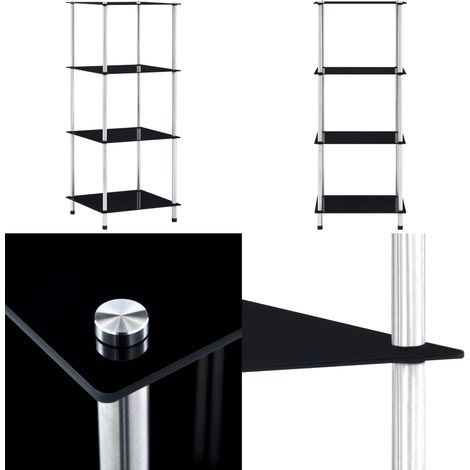 Regal mit 4 Ablagen Schwarz 40x40x100 cm Hartglas - Glastürken - Bücherregal Schwarz - Regal Aus Glas - Stehregal - Sideboard - Home & Living (1/5)