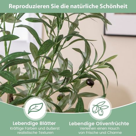 Ensemble de 2 oliviers artificiels, 130 cm, avec pot en ciment