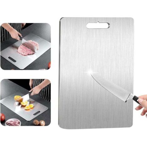 Titanium Cutting Board Acier Inoxydable 304, Planche a Decouper en Titane, Planche de à Decouper Inox Antibactérienne, Plaque Inox Cuisine pour Viande, Fromage, Planches à Découper-ARCAN (1/5)