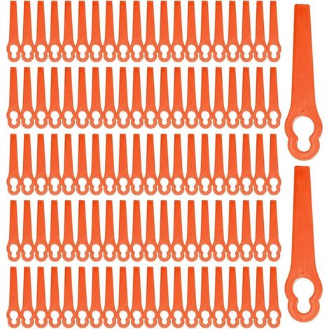 100 Pcs Lames de Rechange en Plastique, Lame Coupe Bordure Tondeuse à Gazon, Lame Plastique Coupe Bordure, Lames de Rechange pour Coupe Bordure sans Fil, pour Jardin Pelouse (Orange) (1/5)