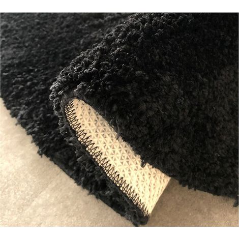 Beflockter Wohnzimmerteppich, rutschfest und fleckenabweisend – Sofa- und Tischmatte – Fußmatte für Schlafzimmer oder Nachttisch – Schwarz, 60 x 60 cm