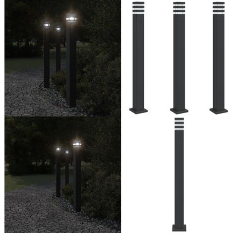 Wegeleuchten mit Steckdose 3 Stk. Schwarz 110 cm Aluminium - Gartenlampe - LED-Lampe - Außenstehleuchte - Wetterfeste Lampe - Lampenschirm - Home & Living (1/5)