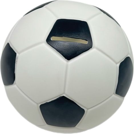 Relaxdays Salvadanaio Pallone da Calcio, Contenitore Palla Salva Danaro Monete e Contanti, Risparmi, Ø 15cm, Bianco Nero
