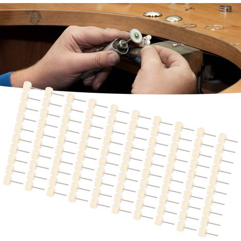 100 roues de polissage en laine de haute qualité avec tige et billes de cachemire, adaptées au polissage fin du jade, de l'ambre, des bijoux et des miroirs en métal. (1/5)