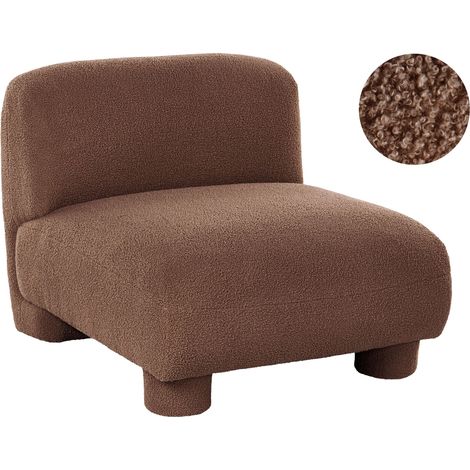 1 Seat Section Brown Boucle Modular Single Low Profile Armchair Armless MJALBI