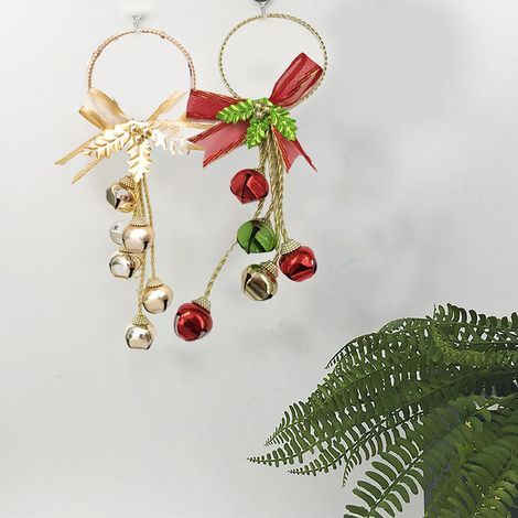 Weihnachtsschmuck mit Schleife, Weihnachtsglocke aus Metall, Anhänger zum Aufhängen für Weihnachtsbaum oder Tür (1/5)