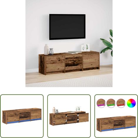 Holzschrank - Fernsehschrank mit LED Altholz 140 x 34 x 40 cm Holzwerkstoff (1/5)
