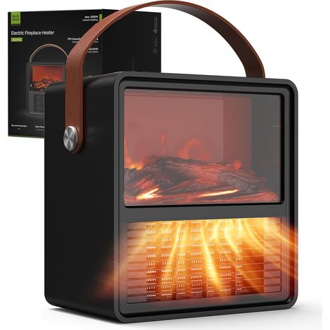 Chauffage Électrique 1200W/800W avec Effet Flamme 3D, Thermostat Réglable, Silencieux, Protection Contre la Surchauffe et le Renversement – Idéal pour Chambre (1/5)