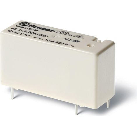 Relais circuit imprimé bas profil 1NO 10A 24V DC sensible AgSnO2 lavable FINDER 434170244301