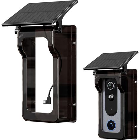 Schutzhülle für smarte Video-Türklingel mit Solarpanel – wetterfest, kompatibel mit den meisten smarten Türklingeln, solarbetrieben und mit USB-C-Anschluss (1/5)