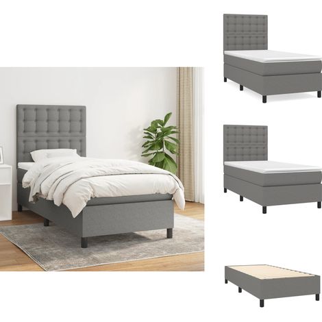 Boxspringbett mit Matratze Dunkelgrau 80x200 cm Stoff - Boxspringbett - Doppelbett - Bettenrahmen - Matratze - Nachttisch (1/5)