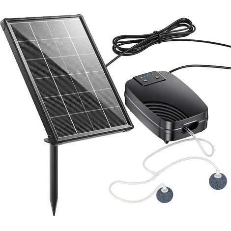 4W Aérateur solaire pour étang, Pompe à air solaire pour étang avec batterie de secours de 2200 mAh, 3 modes de fonctionnement et module solaire séparé – idéal pour petit bassin extérieur (1/5)