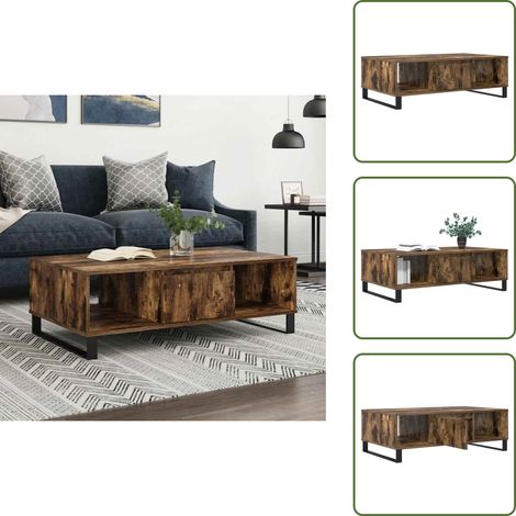 Table basse chêne fumé 104x60x35 cm bois d'ingénierie - Table Basse - Meuble Salon - Table D'appoint - Table Design - Table Chêne Fumé (1/5)