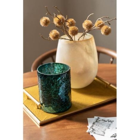 Support bougie - - Photophore en verre bleu - 7x7x8 cm - Contemporain - Design (1/4)