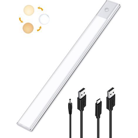 LED Closet Light Motion Sensor, 2 in 1 LED Kitchen Under Cabinet Strip Light USB Rechargeable and 5V DC Powered, 40cm Adhesive Motion Sensor Light Strip, Wireless LED Bar (1/5)