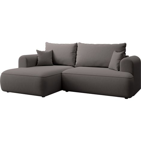 Selsey Ovo Mini - Eckschlafsofa linksseitig mit Stauraum, Easy-Clean-Samtbezug, dunkelgrau (1/5)