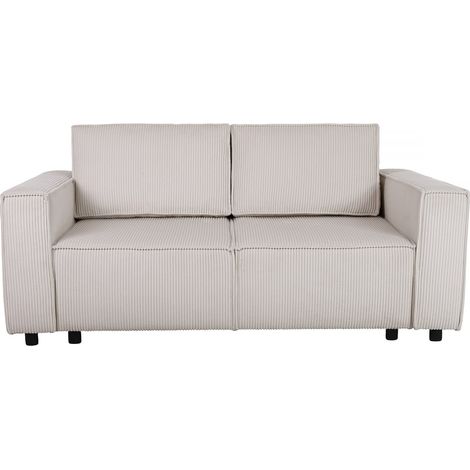 Habitat Et Jardin – Canapé droit convertible velours côtelé 2 places – Dimensions 178 x 88 x 86 cm – Coffre de rangement – Beige (1/4)