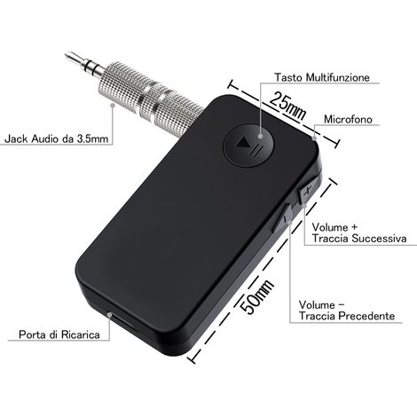 Ricevitore Bluetooth 4.1 Adattatore Wireless Audio Portatile con Microfono Stereo Auto Casa con 3,5 mm AUX (1/3)