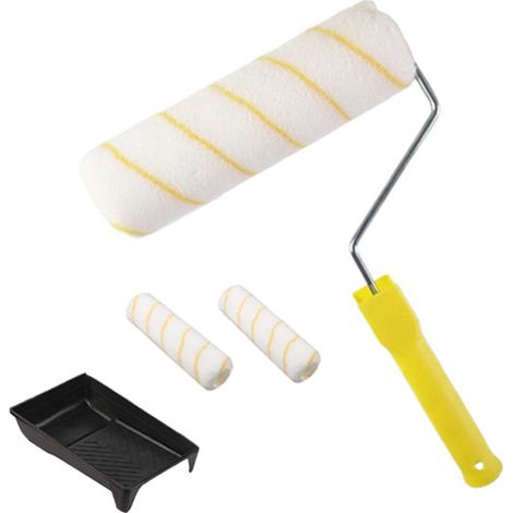 QAZQA Kit Rouleau a Peinture 9 Inch 4 Pcs Avec Bac a Peinture et Noyau de remplacement Pour Peinture Murs et Plafonds