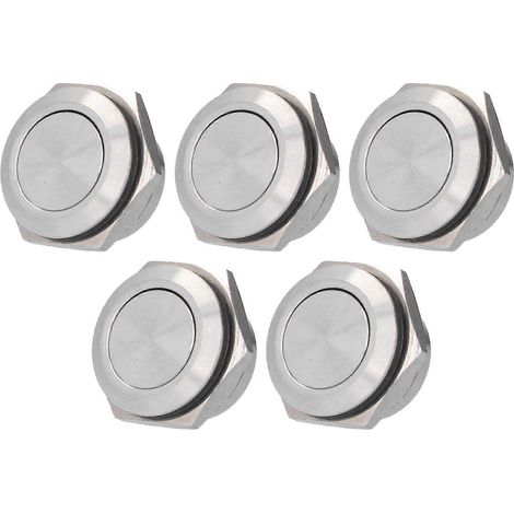 Lot de 5 interrupteurs à bouton plat en acier inoxydable étanches avec bornes à vis, accessoires d'alimentation 0-220 V (1/5)