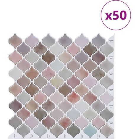 Carreaux Autocollants Muraux Cuisine Salle de Bain Polyuréthane et PET Beige Lot de 50 Pièces (1/5)