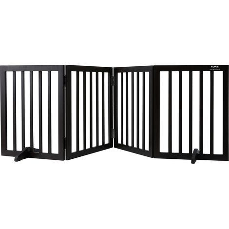 VEVOR Barriere deinterieur pour animaux, 24" H x 80,3" L, barriere pliable a 4 panneaux, cloison flexible pour chien pour diverses ouvertures, comprend des coussinets silencieux, marron