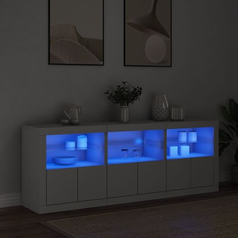 Sideboard with LED Lights White 181.5x37x67 cm vidaXL (1/5)